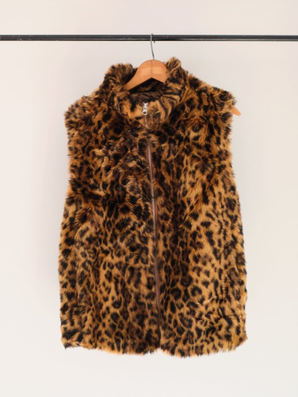 J.CREW FAUX FUR LEOPARD PRINT LINED VEST